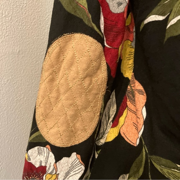 Available Angela Fashion Floral Cardigan S Elbow Pad Back Buttons Details Pocket - Picture 6 of 10